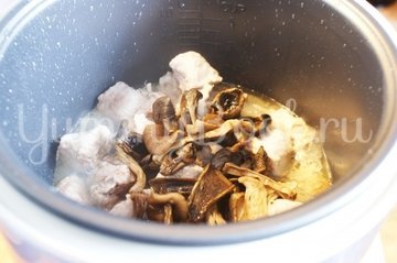 Гречневая каша с мясом и грибами в мультиварке