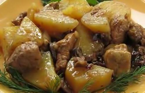 тушеная картошка с курицей и грибами в кастрюле рецепт с фото пошагово