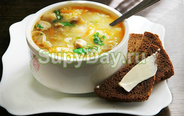 Суп с опятами и пшеном