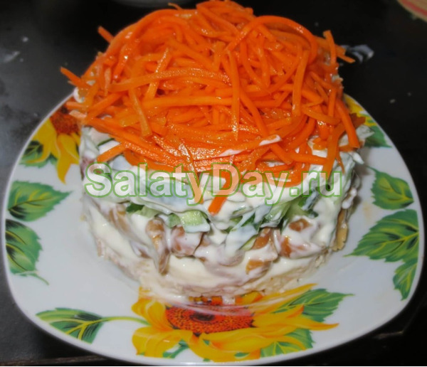 Грибной салат с морковью по – корейски