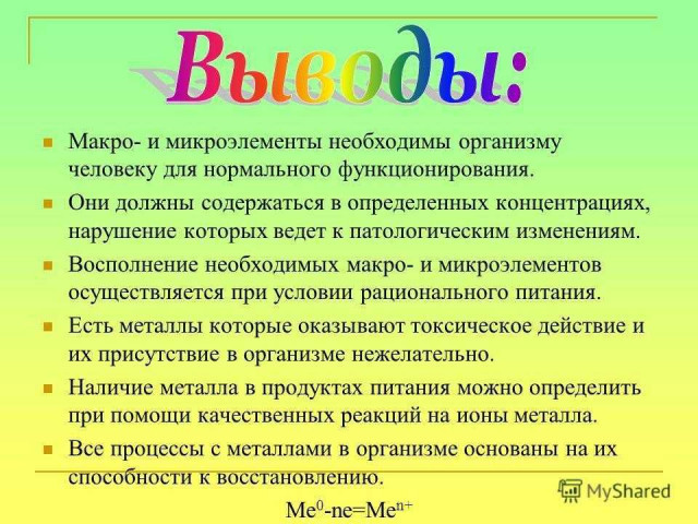 Значение макро и микроэлементов для здоровья и продуктивности организма