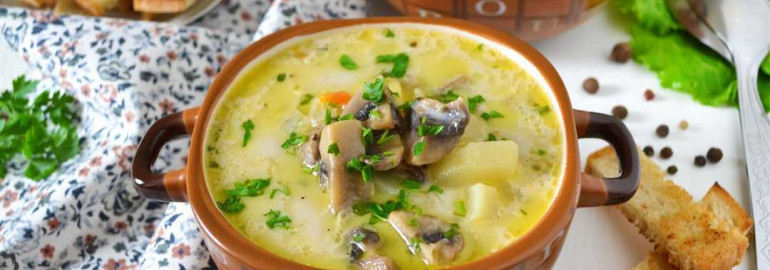 Суп из грибов и плавленного сыра
