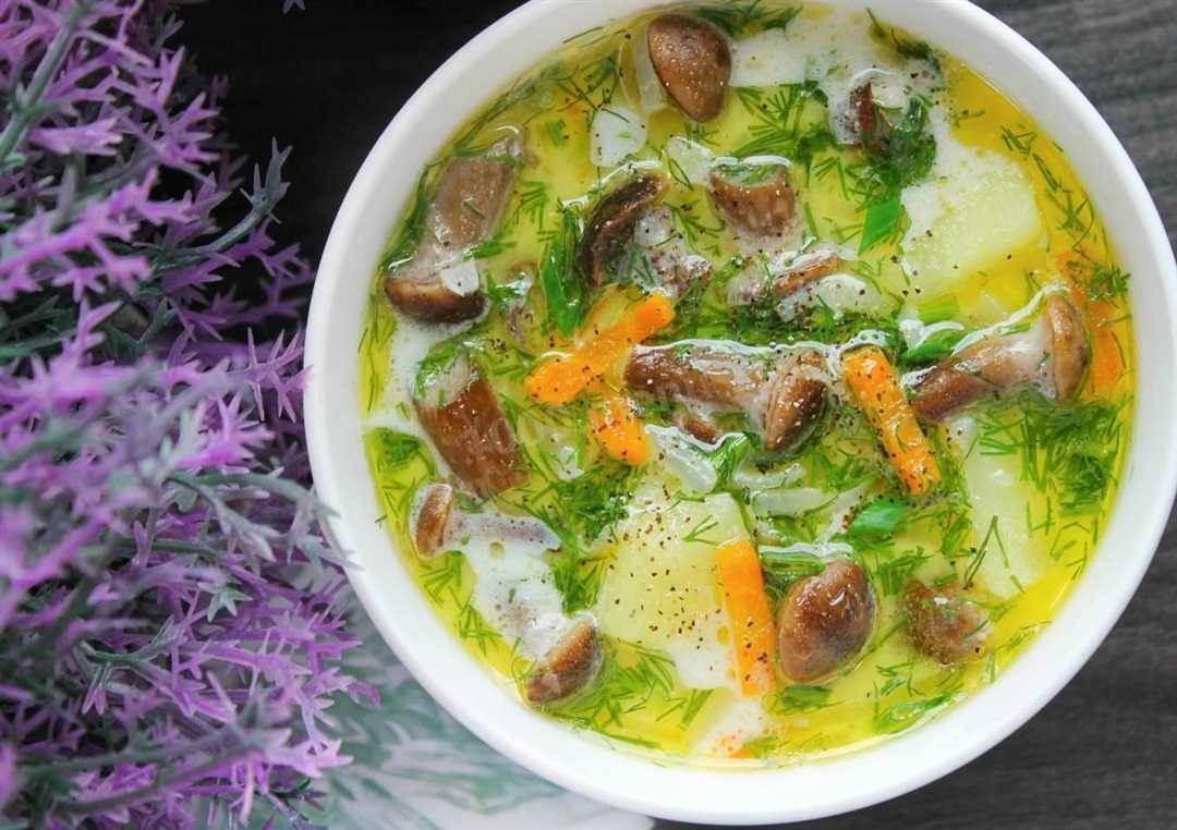 Рецепт сырного супа с опятами