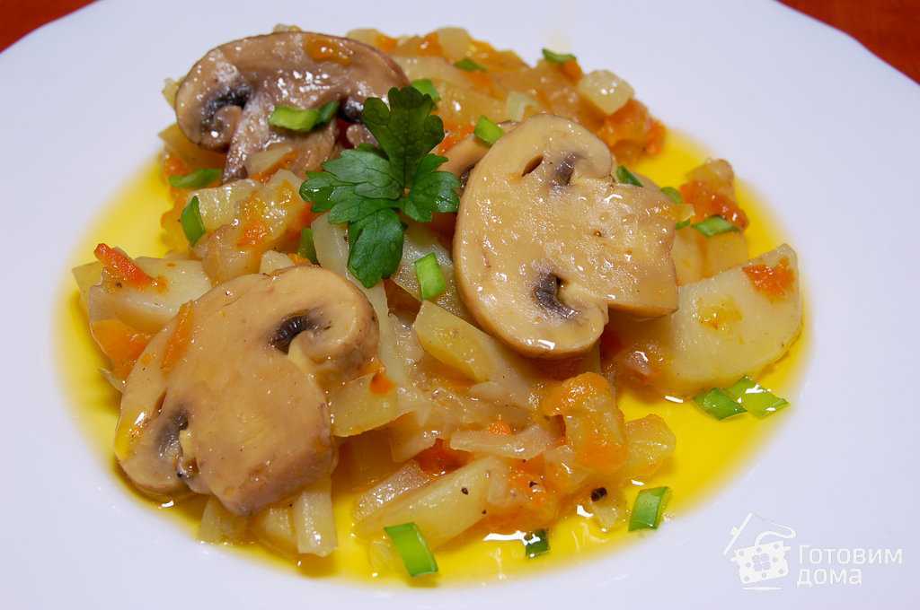  Картофель тушеный с грибами - красивое и аппетитное блюдо 
